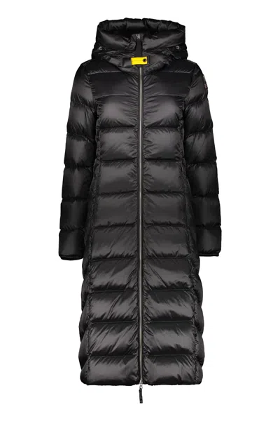 Parajumpers Padded Long Jacket With Hood In Black