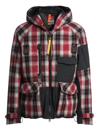 Parajumpers Plaid-panel Hooded Jacket In Purple
