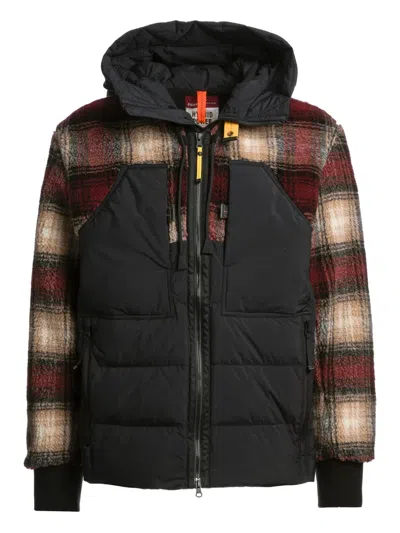 Parajumpers Plaid-panel Quilted Jacket In Blue