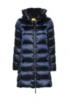 Parajumpers Puffer Coat With Quilted Design And Hood In Blue