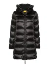 Parajumpers Puffer Coat With Quilted Design And Logo Detail In Black
