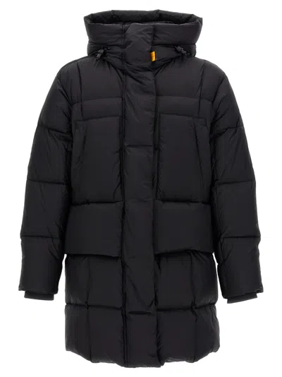 PARAJUMPERS PARAJUMPERS PUFFY QUILTED BLACK NYLON DOWN JACKET WITH ADJUSTABLE HOOD AND FUNCTIONAL POCKETS