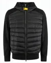 Parajumpers Quilted Black Down Jacket With Hood And Textured Sides In Multi
