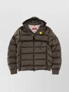 Parajumpers Quilted Hooded Coat Ribbed Cuffs In Brown