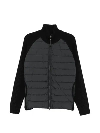 Parajumpers Quilted Panelled Zip Up Jacket In Black