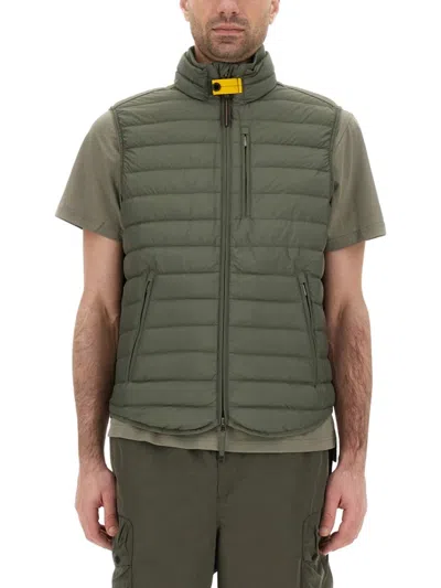 Parajumpers Quilted Sleeveless Vest With High Collar In Grey