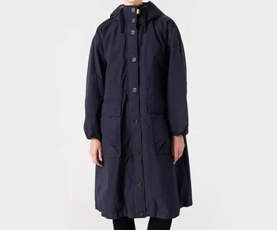 Parajumpers Reina Long Parka Jacket In Pencil In Blue
