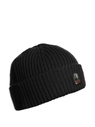 Parajumpers Ribbed Logo-patch Beanie In Black
