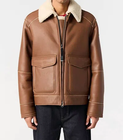 Parajumpers Rodney Special Leather Bomber Jacket In Clay In Brown