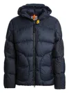 Parajumpers Padded Hooded Down Jacket With Zip Pockets In Blue