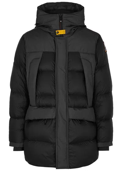 Parajumpers Shedir Panelled Quilted Shell Coat In Black