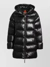 Parajumpers Shiny Quilted Down Jacket With Drawstring Hood In Black