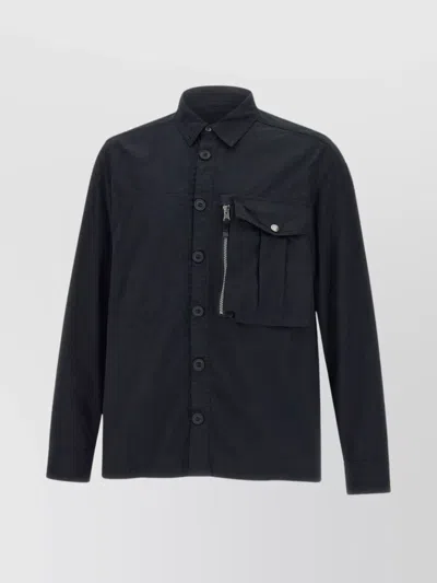 Parajumpers Shirt Design Cotton Twill Jacket With Double Chest Pocket In Black