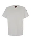PARAJUMPERS WHITE T-SHIRT WITH LOGO PATCH ON SLEEVE IN COTTON MAN