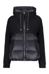 Parajumpers Hooded Down Knitted Jacket In Blue