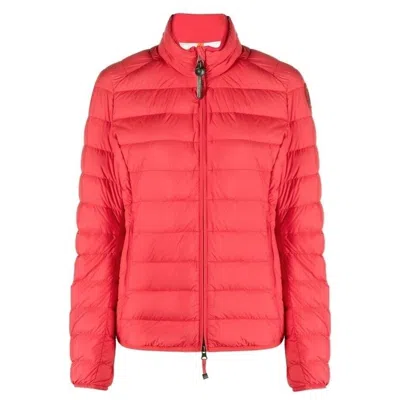 Pre-owned Parajumpers Sl33 Geena Fitted Lightweight Down Padded Puffer Jacket Hot Coral S In Pink