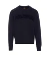 Parajumpers Josiah Crewneck Sweatshirt Ribbed Cuffs In Blue