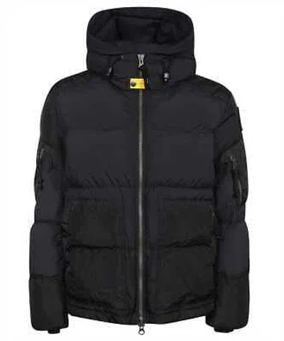 Pre-owned Parajumpers Tomcat Hooded Down Jacket In Black