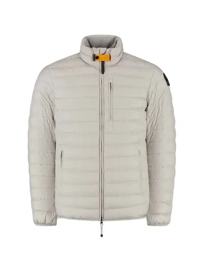 Parajumpers Pelican-colored Ugo Short Quilted Down Jacket In White