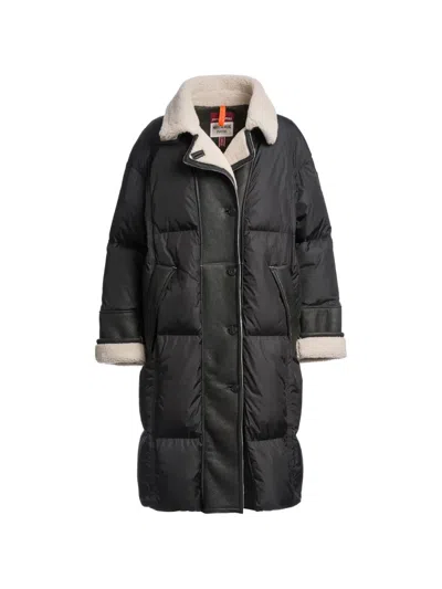 Parajumpers Velna Shearling-trim Puffer Coat In 블랙