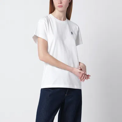 Parajumpers White Cotton Tshirt With Logo Patch