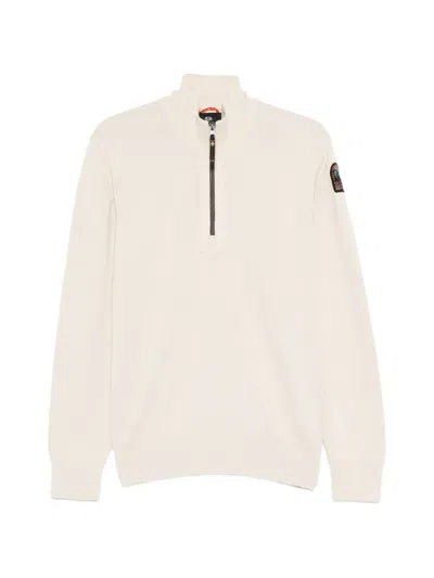Parajumpers Zip Mock-neck Sweater In White