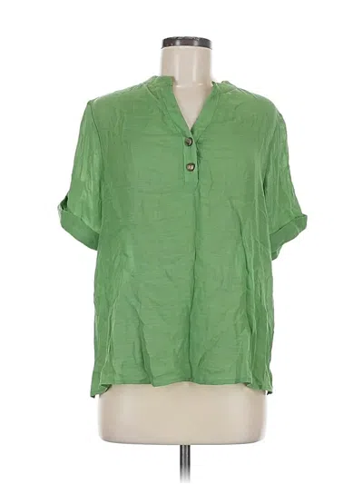 Pre-owned Parallel Skies Short Sleeve Blouse In Green