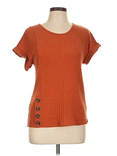 Pre-owned Parallel Skies Short Sleeve Top Orange Square Neckline Tops