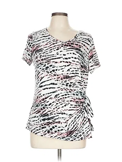 Pre-owned Parallel Skies Short Sleeve Top White Scoop Neck Tops