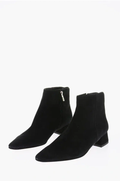 Parallele Suede Leather Hilda Booties With Side Zip