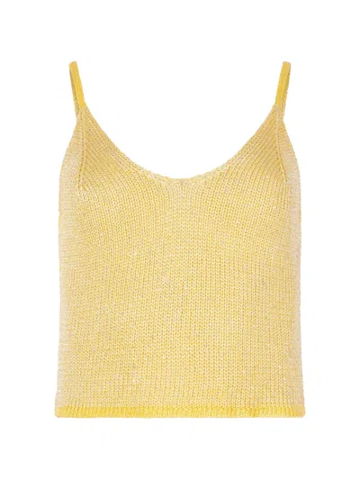 Paramidonna Bruna Sleeveless Silk Top In Yellow