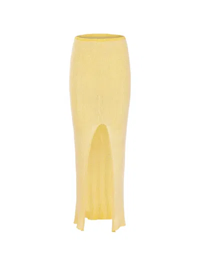 Paramidonna Bruna Slit Skirt In Yellow