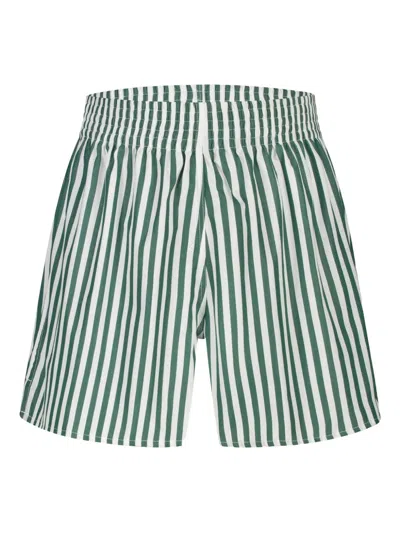 Paramidonna Cora Striped Beach Shorts In Green