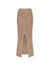 Paramidonna Crochet Slit Skirt In Brown