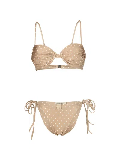 Paramidonna Daisy Polka-dot Bikini In Brown