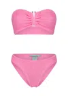 Paramidonna Frida Bikini Set In Creamy Pink | Smocked Bandeau &amp; High Rise Bottoms | One Size In Pink