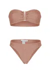 Paramidonna Frida Bikini Set In Rose Beige | Smocked Bandeau &amp; High Rise Bottoms | One Size In Pink