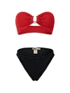 Paramidonna Frida Ring-detail Textured Bikini In Red