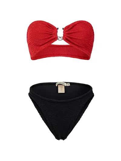 Paramidonna Frida Ring-detail Textured Bikini In Red