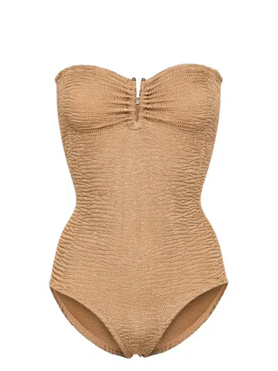 Paramidonna Frida Strapless Seersucker Swimsuit In 中性色