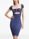 Paramidonna Textured Cut-out Mini Party Dress In Blue
