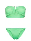 Paramidonna Frida Wrinkled-effect Bandeau Bikini In Green