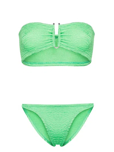 Paramidonna Frida Wrinkled-effect Bandeau Bikini In Green