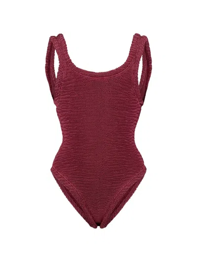 Paramidonna Hailey Crinkle-effect Swimsuit In Red