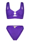 Paramidonna Irina Bikini Set In Purple Grapes Lurex | One Size Designer Crinkle Swimwear | Scoop Back, Gathered 