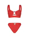 Paramidonna Irina Ring-detail Textured Bikini In Red