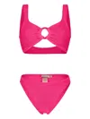 Paramidonna Irina Textured Ring-detail Bikini In Pink