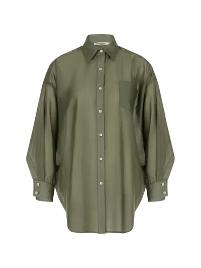 Paramidonna Jade Button-up Beach Shirt In Green