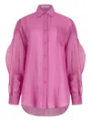 Paramidonna Jade Puffed-sleeve Button-up Shirt