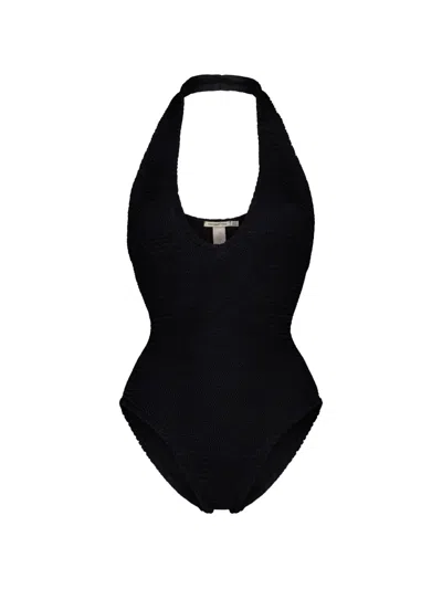 Paramidonna Julia Halterneck Textured Swimsuit In Black